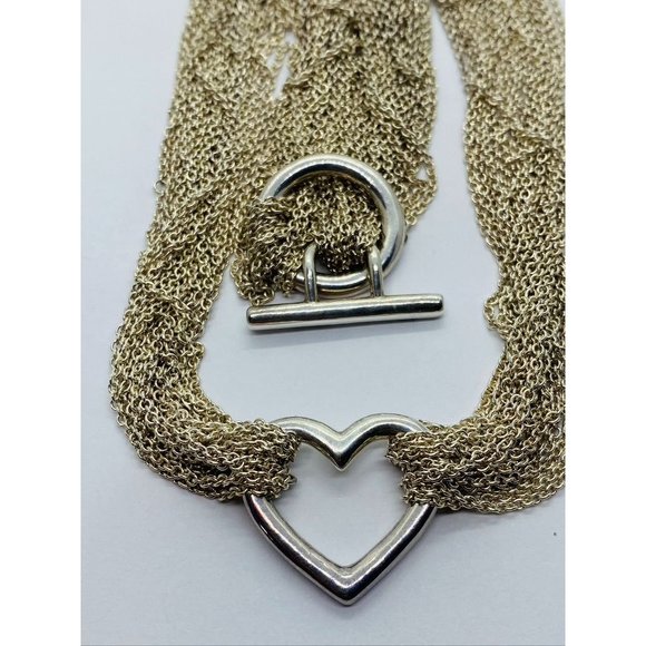SOLD!!! TIFFANY & CO. STERLING SILVER 925 OPEN HEART MULTI-STRAND TOGGLE CLASP - Picture 2 of 11